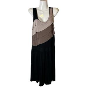 The Limited Women’s Drop Waist Dress M Black Tan Layered Bodice Lagenlook Artsy